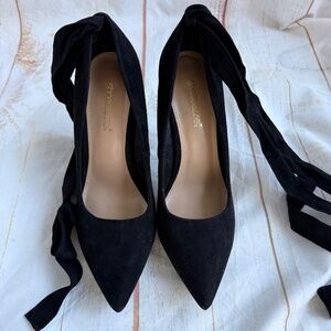 Shoedazzle Black Pumps | Size 11 | Ankle Ribbon‎ Tie Heels | Elegant Dress Shoes